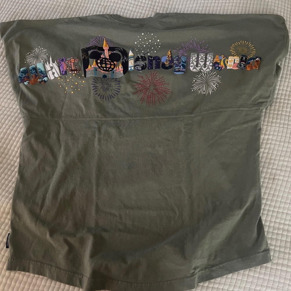 NWT Disney World Fire Works Parks Icons Olive Green Long Sleeve Spirit Jersey